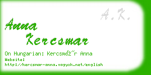 anna kercsmar business card